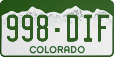 CO license plate 998DIF
