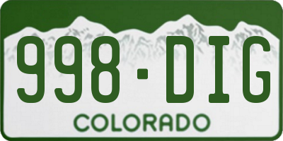 CO license plate 998DIG