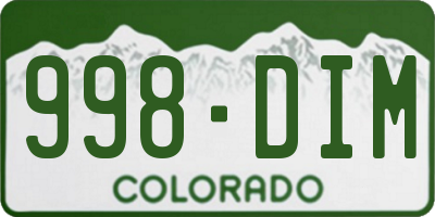 CO license plate 998DIM