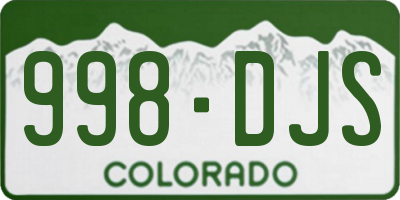 CO license plate 998DJS