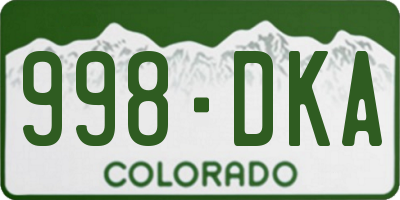 CO license plate 998DKA