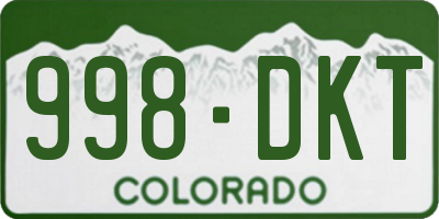 CO license plate 998DKT