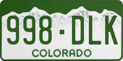CO license plate 998DLK