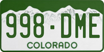 CO license plate 998DME