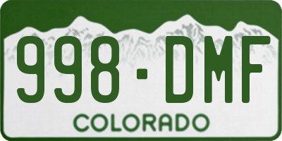 CO license plate 998DMF