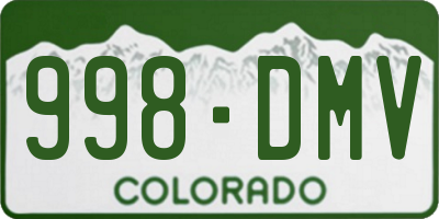 CO license plate 998DMV