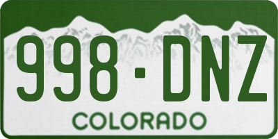 CO license plate 998DNZ