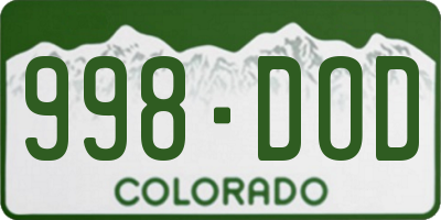 CO license plate 998DOD