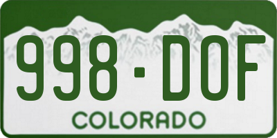 CO license plate 998DOF