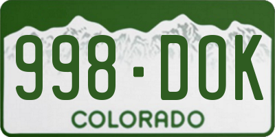 CO license plate 998DOK