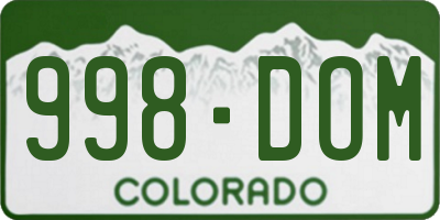 CO license plate 998DOM