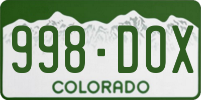 CO license plate 998DOX