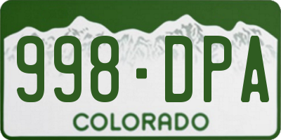 CO license plate 998DPA