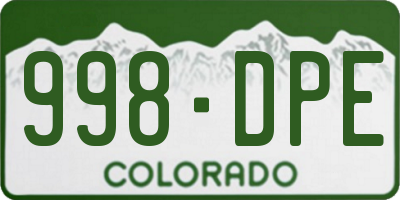CO license plate 998DPE