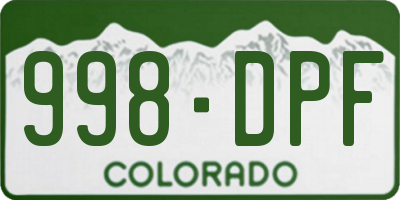 CO license plate 998DPF