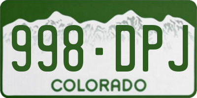 CO license plate 998DPJ