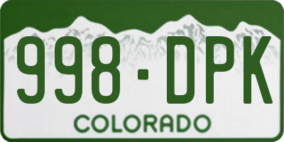 CO license plate 998DPK