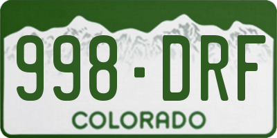 CO license plate 998DRF