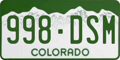 CO license plate 998DSM