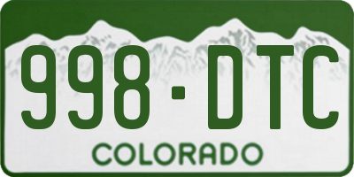 CO license plate 998DTC