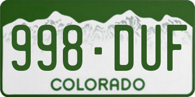 CO license plate 998DUF
