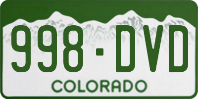 CO license plate 998DVD