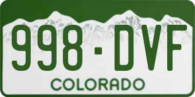 CO license plate 998DVF