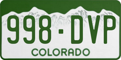 CO license plate 998DVP