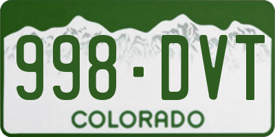 CO license plate 998DVT