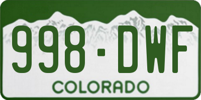 CO license plate 998DWF