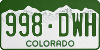 CO license plate 998DWH