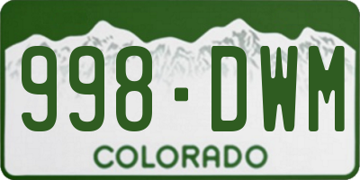 CO license plate 998DWM