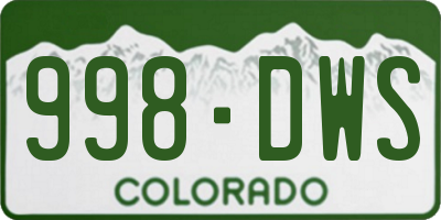 CO license plate 998DWS