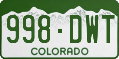 CO license plate 998DWT
