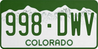 CO license plate 998DWV
