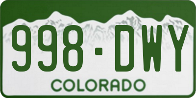 CO license plate 998DWY