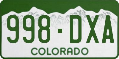 CO license plate 998DXA