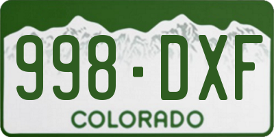 CO license plate 998DXF