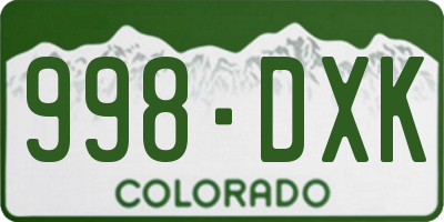 CO license plate 998DXK