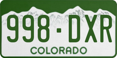CO license plate 998DXR
