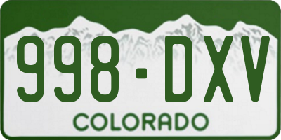 CO license plate 998DXV