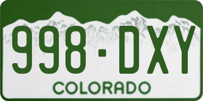 CO license plate 998DXY
