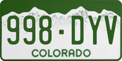 CO license plate 998DYV