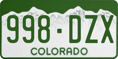 CO license plate 998DZX