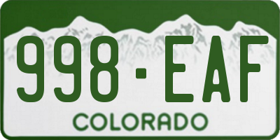 CO license plate 998EAF