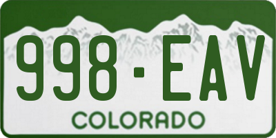 CO license plate 998EAV