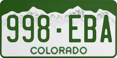 CO license plate 998EBA
