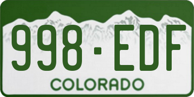CO license plate 998EDF