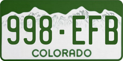 CO license plate 998EFB