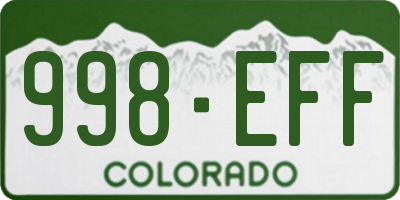 CO license plate 998EFF
